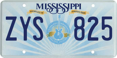 MS license plate ZYS825