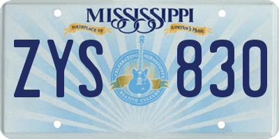 MS license plate ZYS830