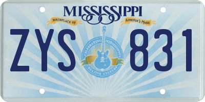 MS license plate ZYS831