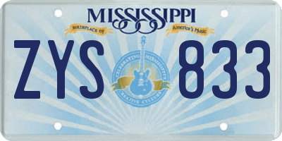 MS license plate ZYS833