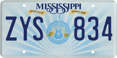 MS license plate ZYS834
