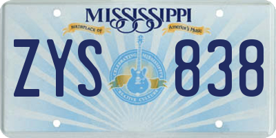 MS license plate ZYS838