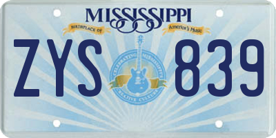 MS license plate ZYS839