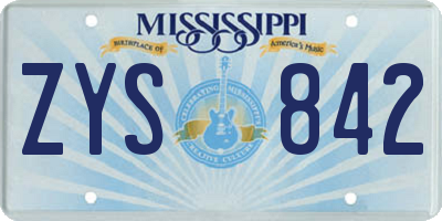 MS license plate ZYS842