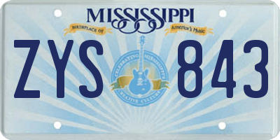 MS license plate ZYS843