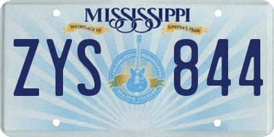 MS license plate ZYS844