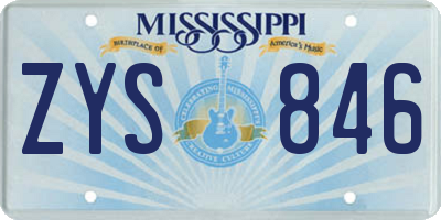 MS license plate ZYS846