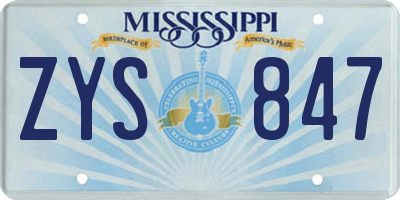 MS license plate ZYS847