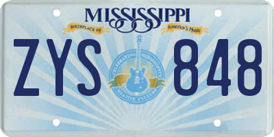 MS license plate ZYS848