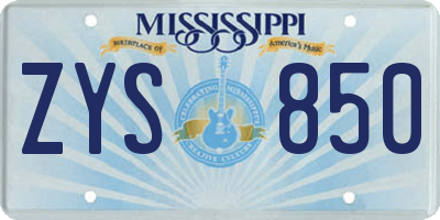 MS license plate ZYS850