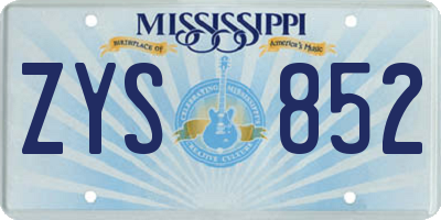 MS license plate ZYS852