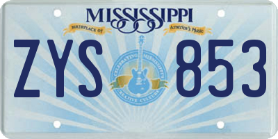 MS license plate ZYS853