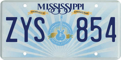 MS license plate ZYS854