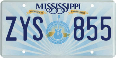 MS license plate ZYS855