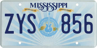 MS license plate ZYS856