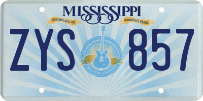 MS license plate ZYS857