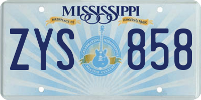 MS license plate ZYS858