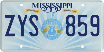 MS license plate ZYS859