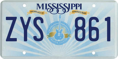 MS license plate ZYS861