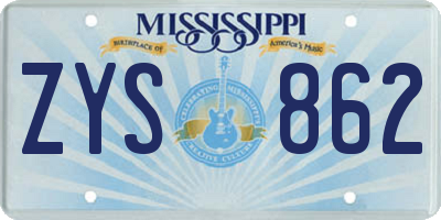 MS license plate ZYS862