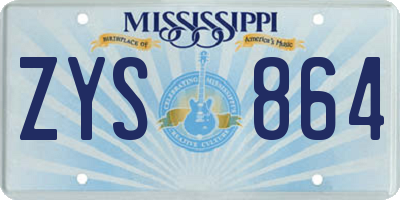 MS license plate ZYS864