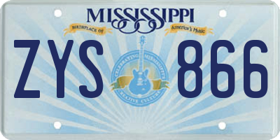 MS license plate ZYS866