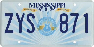 MS license plate ZYS871
