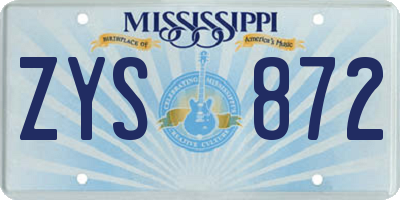 MS license plate ZYS872