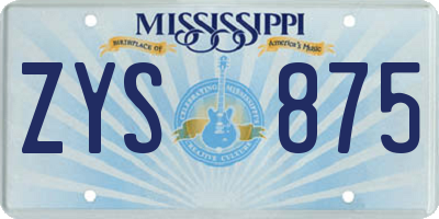 MS license plate ZYS875