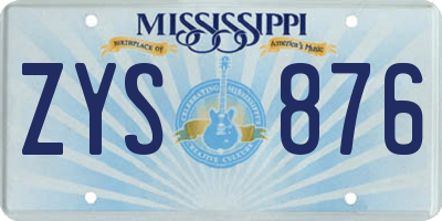 MS license plate ZYS876