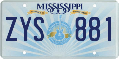MS license plate ZYS881