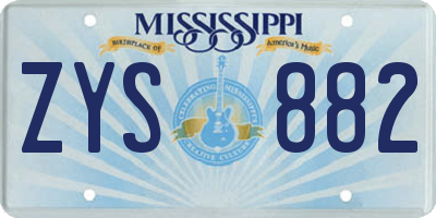 MS license plate ZYS882