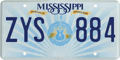 MS license plate ZYS884