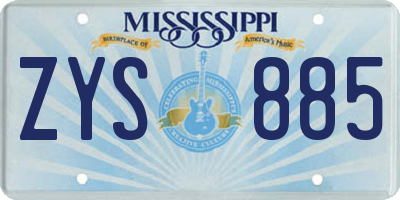 MS license plate ZYS885