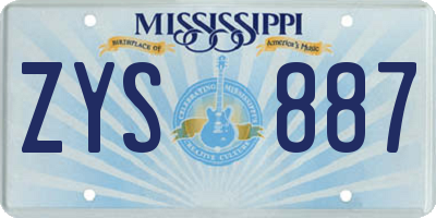 MS license plate ZYS887