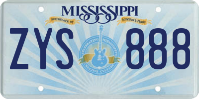 MS license plate ZYS888