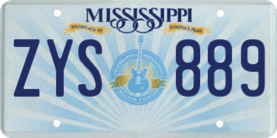 MS license plate ZYS889