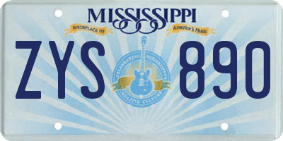 MS license plate ZYS890