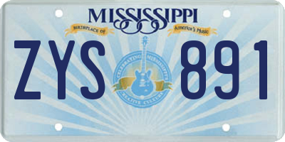 MS license plate ZYS891
