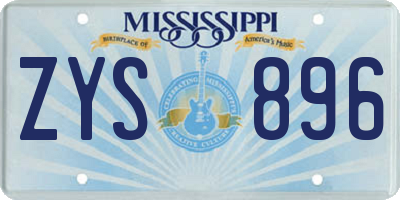 MS license plate ZYS896