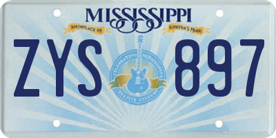 MS license plate ZYS897