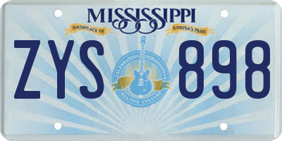 MS license plate ZYS898