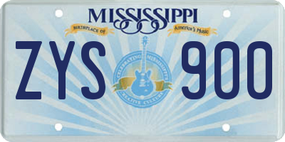 MS license plate ZYS900