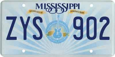 MS license plate ZYS902