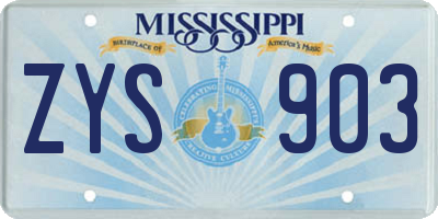 MS license plate ZYS903