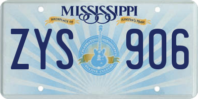 MS license plate ZYS906