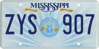 MS license plate ZYS907