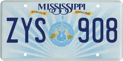MS license plate ZYS908