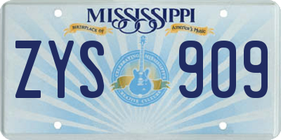 MS license plate ZYS909