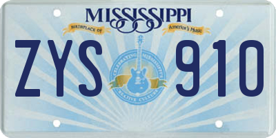 MS license plate ZYS910
